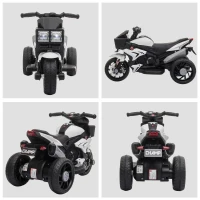 Aosom 6V Kids Motorcycle Toddler Ride-on Toy, High-Traction Battery-Operated Mini Electric Motorbike with Forward/Reverse Switch, Music, Headlights, Horn, White(m-8)