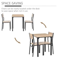 HOMCOM Dining Table Set for 2, 3 Piece Kitchen Table and Chairs with Metal Legs for Small Spaces, Natural Wood(m-5)