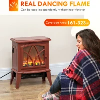 HOMCOM Electric Fireplace Heater, Freestanding Fireplace Stove with Realistic Flames Overheating Protection 750W/1500W, Red(m-4)