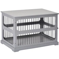 PawHut Dog Crate Furniture Decorative Cage Kennel with Strong Construction Materials & a Classic Americana Style, Grey(m-1)