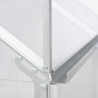 Outsunny 6' x 6' Hobby Greenhouse, Walk-in Polycarbonate Hot House Kit with Aluminum Frame, Sliding Door, Roof Vent, Silver(m-8)