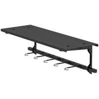 Soozier Bike Storage Rack for 5 Bikes, Wall Mounted Bicycle Rack with Shelf and Adjustable Hooks for Indoor Outdoor Use, Black(m-2)