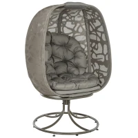 Outsunny Swivel Egg Chair Outdoor, Lounge Chair with Cushions and Foldable Basket Seat for Backyard, Garden and Living Room(m-2)