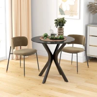 HOMCOM 31" Round Dining Table, Modern Dining Room Table with Steel Curved Legs, Space Saving Small Kitchen Table, Black(m-8)