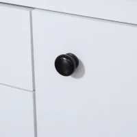 HOMCOM Buffet Cabinet, Rustic Kitchen Sideboard with 9-bottle Wine Rack, Storage Cabinets, Drawers and Adjustable Shelves, Black Handle(m-9)