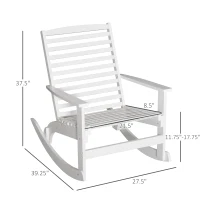 Outsunny Patio Rocking Chair Non-slip Porch Rocker for Balcony Garden Terrace Bamboo White(m-3)