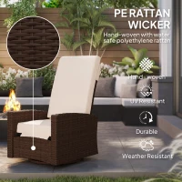 Outsunny Outdoor Wicker Swivel Recliner Chair, Lifting Footrest, 360° Rotating Basic, Water-resistant Cushions, Cream White(m-4)