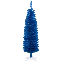 HOMCOM 5ft Pencil Christmas Trees, Skinny Artificial Christmas Tree for Xmas Holiday Decor, Deep Blue(m-11)