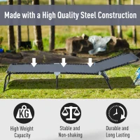Outsunny Outdoor Folding Lounge Chair, 4-Level Adjustable Chaise Lounge with Headrest, Tanning Chair Beach Bed, Reclining Lounger Cot for Camping, Hiking, Backyard, Grey(m-5)