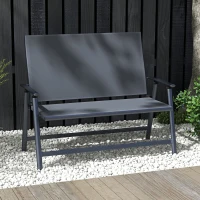 Outsunny 2-seater Folding Patio Camping Chair, Aluminum Frame Sports Chair with Armrest, Mesh Fabric Seat for Lawn(m-8)