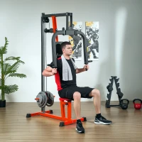 Soozier Chest Fly and Chest Press Machine for Back, Pectoral, Rear Deltoid and Shoulder Training, Red(m-2)
