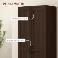 HOMCOM 63" 2-Door Kitchen Pantry, Freestanding Cabinet with 2 Adjustable Shelves for Dining Room, Cinnamon Cherry Wood Grain(m-7)