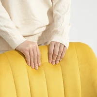 Vinsetto Mid Back Office Chair Velvet Fabric Swivel Scallop Shape Computer Desk Chair, Yellow(m-10)