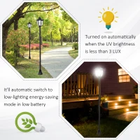 Outsunny Outdoor Solar Lamp Post Street Light, Waterproof with Auto Sensor Control, Adjustable Brightness, Beautiful Classic Lantern Style, for Pathway, Backyard, Porch, Patio(m-8)