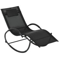 Outsunny Outdoor Rocking Chair, Patio Zero Gravity Rocker with Mesh Seat and Padded Pillow for Indoor, Garden, Black(m-11)