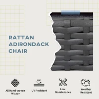 Outsunny Patio Wicker Adirondack Chair, PE Rattan Outdoor Muskoka Chair, Fire Pit Chair with Cushions for Patio, Garden, Backyard, Poolside, Balcony, Deck, Light Grey(m-6)