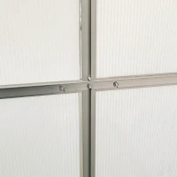 Outsunny Walk-In Garden Greenhouse Aluminum Polycarbonate with Roof Vent for Plants Herbs Vegetables 8' x 4' x 7' Silver(m-10)