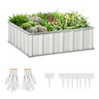 Outsunny 3' x 3' x 1' Raised Garden Bed, Galvanized Metal Planter Box for Vegetables Flowers Herbs, White(m-1)