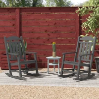 Outsunny 2PCs Outdoor Rocking Chair with Armrests, Fade-Resistant Waterproof HDPE for Indoor & Outdoor, Dark Gray(m-10)