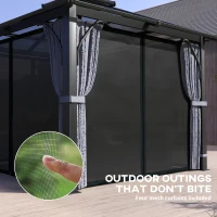 Outsunny 10' x 10' Hardtop Gazebo with 7mm Double Polycarbonate Roof, Outdoor Gazebo with Netting and Curtains(m-7)