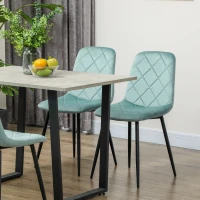 HOMCOM Dining Chairs Set of 4, Upholstered Dining Room Chairs with Steel Legs, Modern Kitchen Chair for Dining Room, Green(m-6)