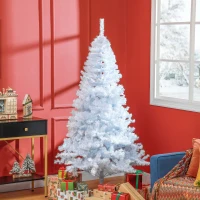 HOMCOM 6ft White Christmas Tree Artificial Christmas Tree with 928 Branch Tips and Metal Stand(m-1)