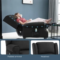 HOMCOM Vibration Massage Recliner Chair for Living Room with Heat,  Wingback Single Sofa, Modern Suede Fabric Push Back Reclining Chair with Footrest, Side Pocket, Black(m-8)