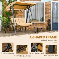 Outsunny 2-Seater Outdoor Porch Swing with Adjustable Canopy, Patio Swing Chair for Garden, Poolside, Backyard, Beige(m-6)