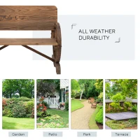Outsunny Wooden Wagon Wheel Bench Rustic Design 2 Seater Garden Outdoor Chair High Back Loveseat(m-7)