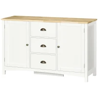 HOMCOM Buffet Cabinet with 3 Storage Drawers, Sideboard for Living Room, White(m-11)