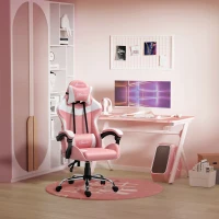 Vinsetto Racing Gaming Chair with Lumbar Support, Head Pillow, Swivel High Back Recliner Gamer Desk Chair for Office, Pink(m-1)
