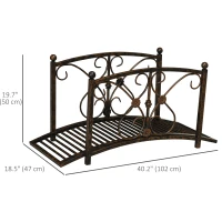 Outsunny Garden Bridge 3.3FT, Decorative Classic Backyard Pond Bridge with Safety Railings Brown(m-3)