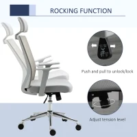 Vinsetto High Back Office Chair, Swivel Task Chair with Lumbar Back Support, Breathable Mesh, and Adjustable Height, Headrest, Grey(m-5)