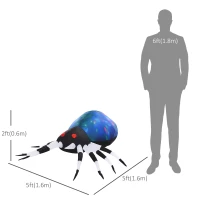 HOMCOM 5Ft Long Halloween Giant Scary Spider LED Lighted Airblown Inflatable Lawn Decoration Holiday Season Garden Decor(m-3)