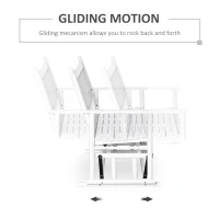 Outsunny Wooden Patio Glider Bench, Wood Log Outdoor Loveseat with High Back and Armrests, Heavy Duty 550lbs Capacity, 2-Seat, White(m-4)