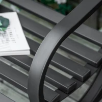 Outsunny 50" 2-Seater Outdoor Garden Bench Antique Loveseat with Armrest for Yard, Lawn, Porch, Patio, Steel/ Black(m-7)