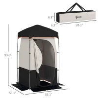 Outsunny Camping Shower Tent, Portable Privacy Shelter with Solar Shower Bag, Removable Floor and Carrying Bag, Black(m-3)