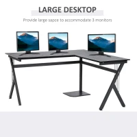 HOMCOM L-Shape Corner Computer Office Desk PC Laptop Table Workstation Home Office P2 MDF with CPU Stand(m-4)
