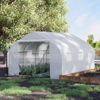 Outsunny 11.5' x 10' x 6.5' Outdoor Walk-in Greenhouse, Tunnel Green House with Roll-up Windows, Zippered Door, PE Cover, Heavy Duty Steel Frame, White(m-10)