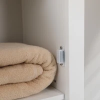 kleankin Bathroom Storage Cabinet with 3 Tier Adjustable Shelf Storage, Linen Tower Enclosed Cabinet for Anti-Toppling Design, White(m-8)