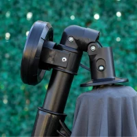 Outsunny 10ft Outdoor Cantilever Umbrella with Solar Lights, Banana Umbrella with Adjustable Angle for Patio, Backyard, Dark Gray(m-9)