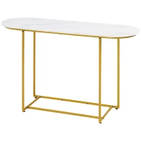 HOMCOM 47" Console Table, Modern Sofa Table with Gold Steel Legs for Entryway, Living Room and Bedroom, White and Gold(m-11)