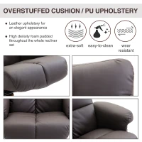 HOMCOM Leather Recliner and Ottoman Set Swivel Lounge Chair With Storage Footrest Wood Base Living Room Furniture Brown(m-6)