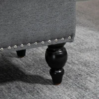 HOMCOM Ottoman with Storage for Living Room, 25" Storage Ottoman with Removable Lid, Button-Tufted Fabric Bench for Footrest and Seat with Wood Legs, Gray(m-9)