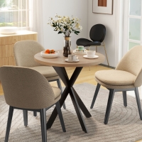 HOMCOM 29" Dining Table, Contemporary Round Kitchen Table with Steel Legs, Brown