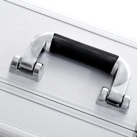 HOMCOM Pro 3 in 1 Portable Aluminum Makeup Cases Rolling Cosmetic Organizer Box, Black (Silver)(m-10)