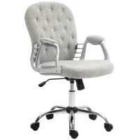 Vinsetto Button Tufted Desk Chair, Home Office Chair with Padded Armrests, Adjustable Height and Swivel Wheels, Gray(m-1)