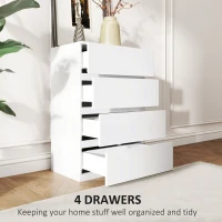 HOMCOM 4 Drawer Chest Storage Cupboard Freestanding Drawer Unit, White(m-4)