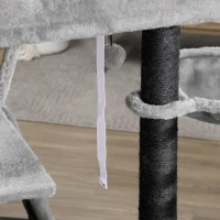 PawHut 47" Cat Tree for Indoor Cats, Kitty Activity Center, Cat Tower with Cat Ear Bed Ramp Condo Hammock Hanging Ball Toys Sisal Rope Scratching Post, Light Grey(m-8)