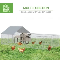 PawHut 19.7' x 9.8' Metal Chicken Run with Waterproof and Anti-UV Cover(m-5)